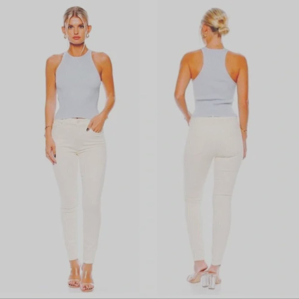 Mother The Looker Skinny Jeans Stayin Alive Off-White Size 26